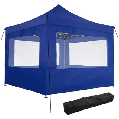Gazebo Pieghevole Olivia 3x3 M Con 4 Elementi Laterali - Blu
