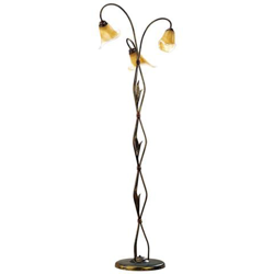Lampada Da Terra 3 Luci In Metallo Marrone Spennellato Oro E Vetri Ambra Stile Classico en oferta