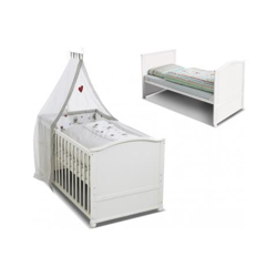 Letto Evolutivo In Legno Con Cielo E Parure Fanny - 70 X 140 Cm - Colore Bianco. características