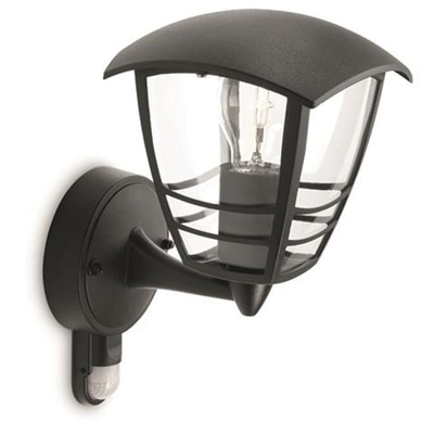 Creek - Lampada Da Parete Lanterna Up Alluminio Nero Con Sensore