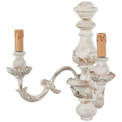 Lampada Applique Shabby In Legno E Ferro Finitura Bianco Anticato Made In Italy en oferta