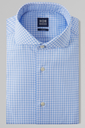 CAMICIA A QUADRETTI AZZURRI COLLO NAPOLI SLIM FIT en oferta