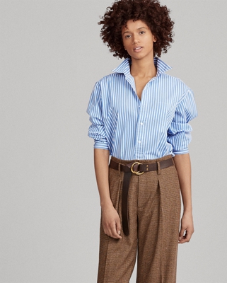 Camicia in cotone a righe Big-Fit