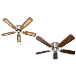 Ventilatore Da Soffitto Kisa Deluxe, In Nichel Spazzolato, Senza Luce, Con Interruttore A Tirante en oferta