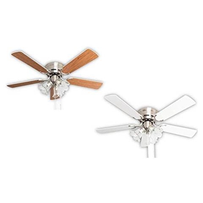 Kisa Deluxe - Ventilatore Da Soffitto In Nichel Spazzolato, Con Illuminazione, 44 W, Colore: Palissandro / noce Scuro, 105 Cm, Metallo Abs, Bianco / acero. , 105 Cm