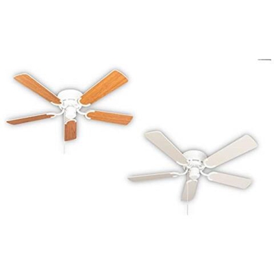 Ventilatore Da Soffitto Kisa Deluxe Bianco Senza Luce - Ali Bianco / acero Con Interruttore A Tirante