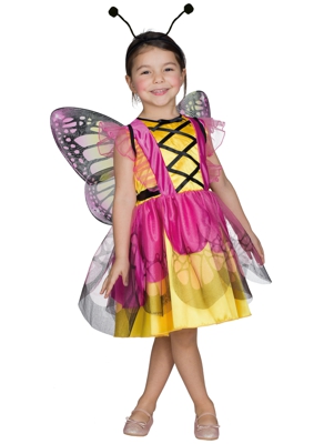 Costume da farfalla rosa e giallo per bambina