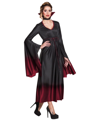 Costume da vampiro nero e rosso sfumato per donna halloween