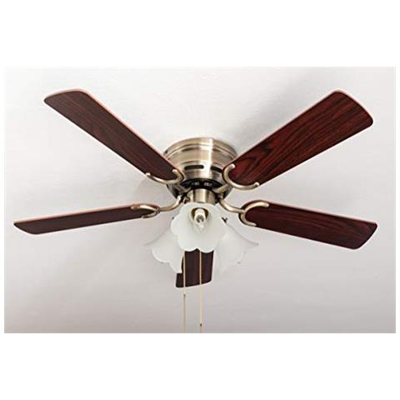 Kisa Deluxe Messing Antik Mit Beleuchtung Ventilatore Da Soffitto, Palissandro / noce Scuro, 105 Cm