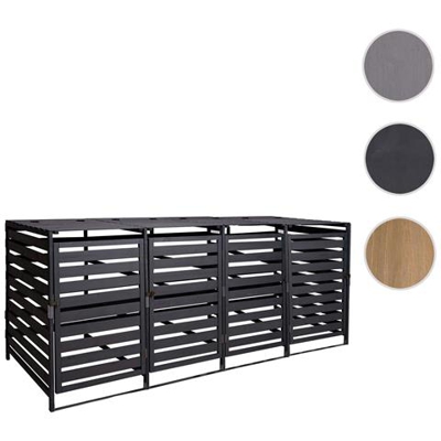 4x Copribidoni Box Spazzatura Rifiuti Hwc-h62 97x271x114cm Legno Abete Antracite