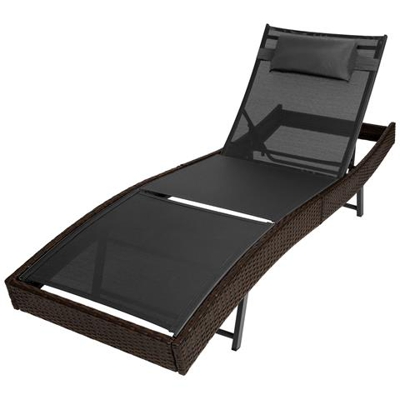 Lettino Prendisole In Polyrattan Delphine - Marrone