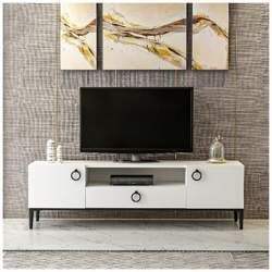 Mobile Porta Tv Moon Con Ante, Cassetti, Da Salotto, Bianco, Nero In Legno, Metallo, 150 X 37 X 45 Cm características
