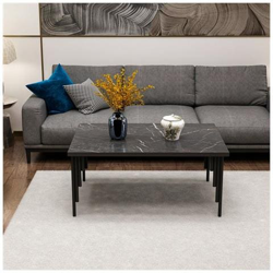 Tavolino Basso Da Caffè Irems, Con Ripiani, Da Salotto, Nero In Legno, Metallo, 92 X 68 X 42 Cm precio