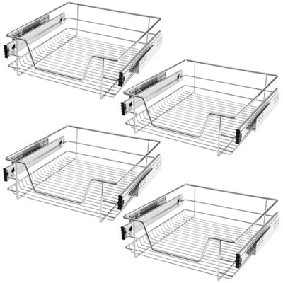 4 Cassetti Telescopici Per Gli Armadi Di Cucina E Camera Da Letto - 47 Cm