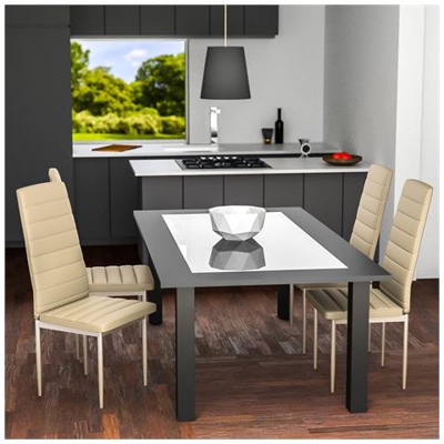 6 Sedie Da Sala Da Pranzo In Pelle Sintetica - Beige