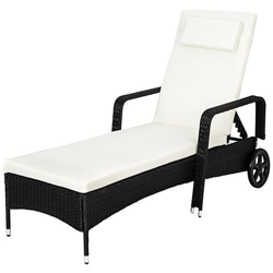 Lettino Prendisole In Rattan - Nero características