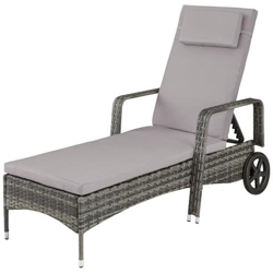 Lettino Prendisole In Rattan - Grigio en oferta