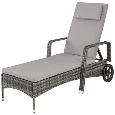 Lettino Prendisole In Rattan - Grigio