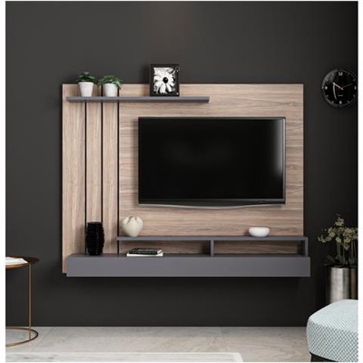 Mobile Porta Tv Lawrance Moderno Da Parete - Con Ripiani - Da Salotto - Antracite In Legno, 157 X 21 X 120 Cm