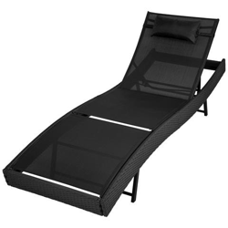 Lettino Prendisole In Polyrattan Delphine - Nero precio