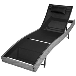 Lettino Prendisole In Polyrattan Delphine - Grigio precio