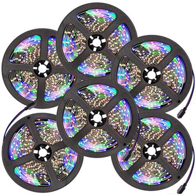 6 Strisce A Led Da 5m, 300 Led - Bianco