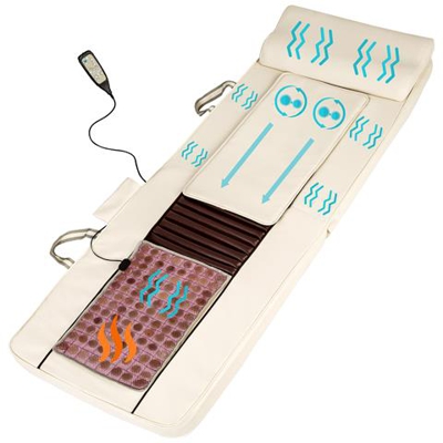 Materassino Massaggiante Shiatsu, Giada Riscaldante + Telecomando - Beige