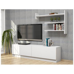 Mobile Porta Tv Cd In Legno Supporto Ripiani Mensole Martin Bianco - Casa Arredo Design - Per Salotto, Soggiorno - Porta, Mensole, Componibile características