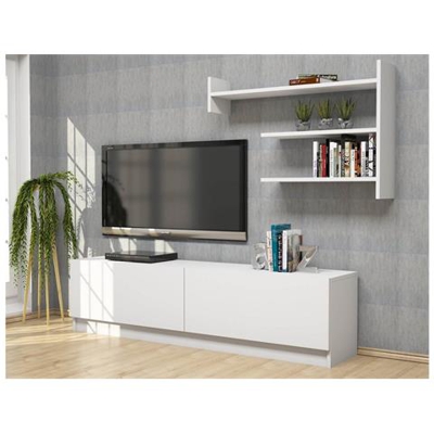 Mobile Porta Tv Cd In Legno Supporto Ripiani Mensole Martin Bianco - Casa Arredo Design - Per Salotto, Soggiorno - Porta, Mensole, Componibile