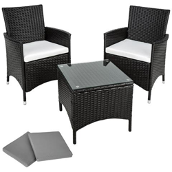 Set Da Giardino In Rattan E Alluminio Athen, 2 Sedie + Tavolo - Nero precio