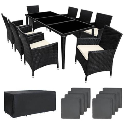 Set In Rattan Monaco, Alluminio - Nero