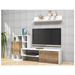 Mobile Porta Tv Cd Legno Supporto Ripiani Mensole Rinaldo Bianco Noce - Casa Arredo Design - Per Salotto, Soggiorno - Porta, Mensole, Componibile características