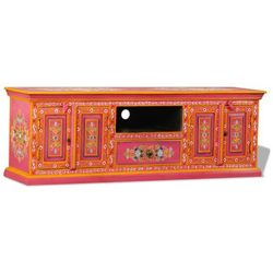 Mobile Porta Tv In Legno Massello Di Mango Rosa Dipinto A Mano características