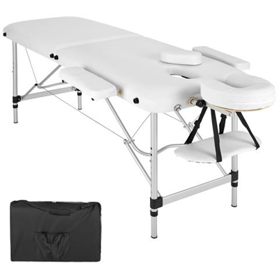 Lettino Da Massaggio A 2 Zone In Alluminio, Di Imbottitura + Borsa - Bianco