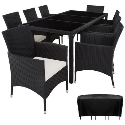 Set Da Giardino In Rattan, 8+1 Valencia - Nero