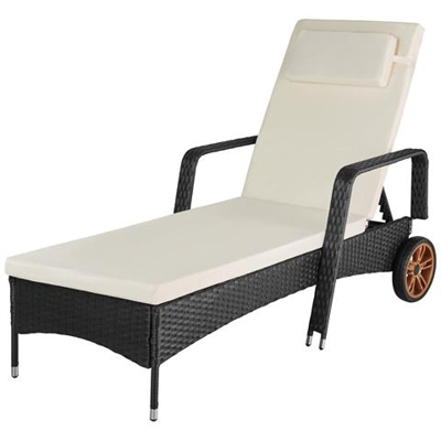 Lettino Prendisole Biarritz In Alluminio E Rattan - Nero