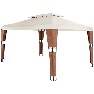 Gazebo Da Giardino In Rattan Mona 3x4m - Marrone / crema