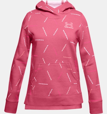 Felpa con cappuccio UA Rival Fleece Printed da ragazza