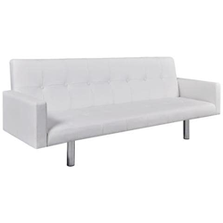 Divano Letto con Braccioli in Pelle Artificiale Bianco precio