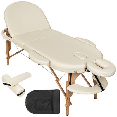 Lettino Da Massaggio Ovale, 5 Cm Di Imbottitura + Rulli - Beige