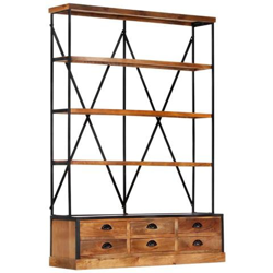 Libreria A 4 Ripiani 6 Cassetti 122x36x181cm Massello Di Mango en oferta