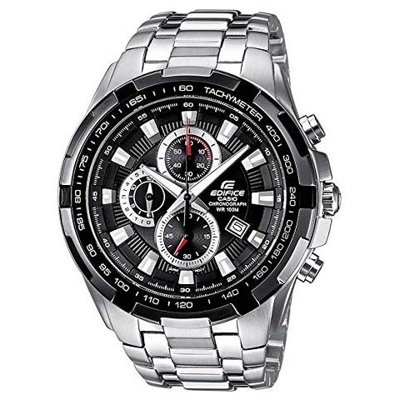 Orologio, Robusta Cassa, 10 Bar, Nero, Uomo Con Cinturino In Acciaio Inox Massiccio Ef-539d-1avef