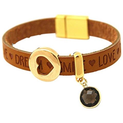 Braccialetto - Cuore - Wishes - Quarzo Fume - Nocciola - Chiusura Magnetica