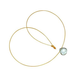 Donna - Collana - Ciondolo - Pendente - Placcato Oro 14k - Quarzo Azzurro - Goccia - Sfaccettato - 45 Cm en oferta
