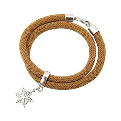 Braccialetto Doppio - Argento 925 - Fiocco Di Neve - Marrone