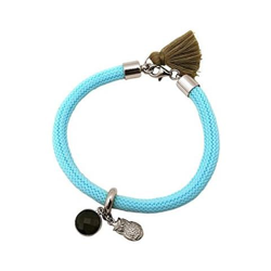Braccialetto - Argento 925 - Gemme Naturali - Quarzo Fumé - Gufo Reale - Azzurro - Marrone en oferta