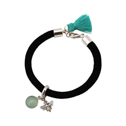 Braccialetto - Argento 925 - Gemme Naturali - Calcedonio - Ape - Verde - Nero en oferta