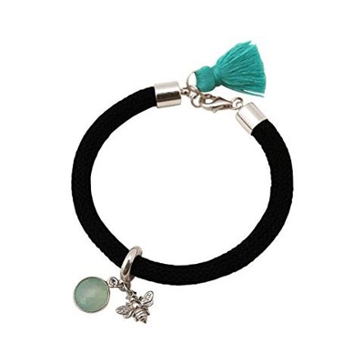 Braccialetto - Argento 925 - Gemme Naturali - Calcedonio - Ape - Verde - Nero