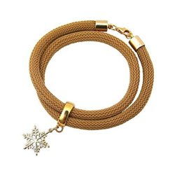 Braccialetto Doppio - Argento 925 - Placcato Oro 18k - Fiocco Di Neve - Marrone precio