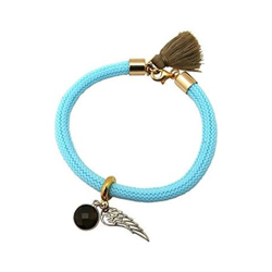 Braccialetto - Argento 925 - Placcato Oro 18k - Gemme Naturali - Quarzo Fumé - Ala D´angelo - Azzurro - Marrone características